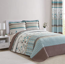 Load image into Gallery viewer, All American Collection Printed Bedspread and Pillow Sham Set Brown &amp; Turquoise