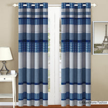 Load image into Gallery viewer, Blue and Gray Modern Plaid Bedspread and Pillow Sham Set | Matching Curtains Available!