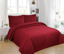 Load image into Gallery viewer, 3pc Contemporary Solid Embroidered Bedspread Set