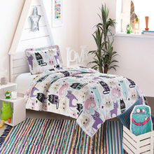 Load image into Gallery viewer, All American Collection Multi-Colored Cat Printed Bedspread Set