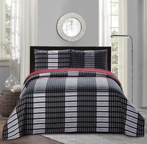 Plaid Printed Reversible Bedspread/Quilt Set